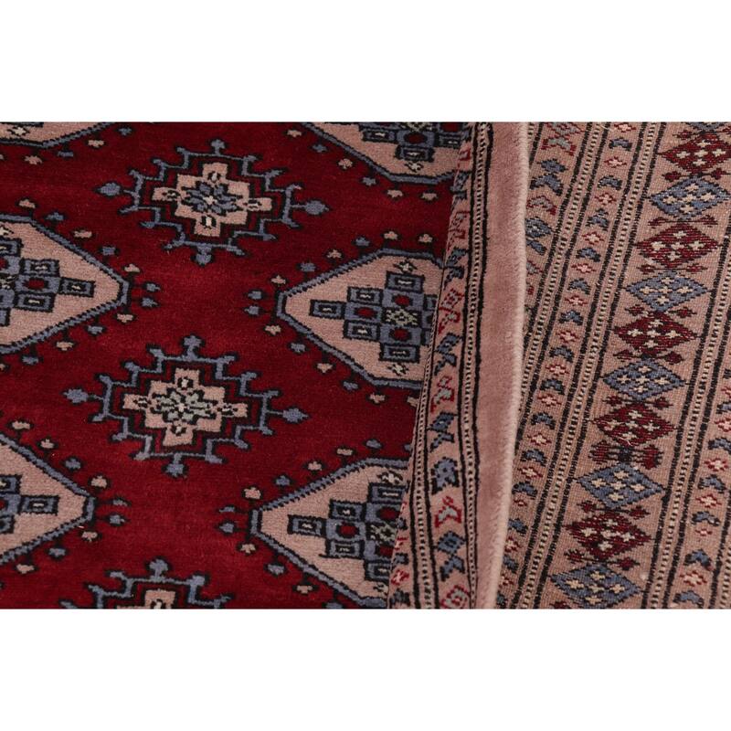Tribal Bokhara Hall Red/Taupe Hand Knotted Wool Rug - 9'2'' x 11'6''