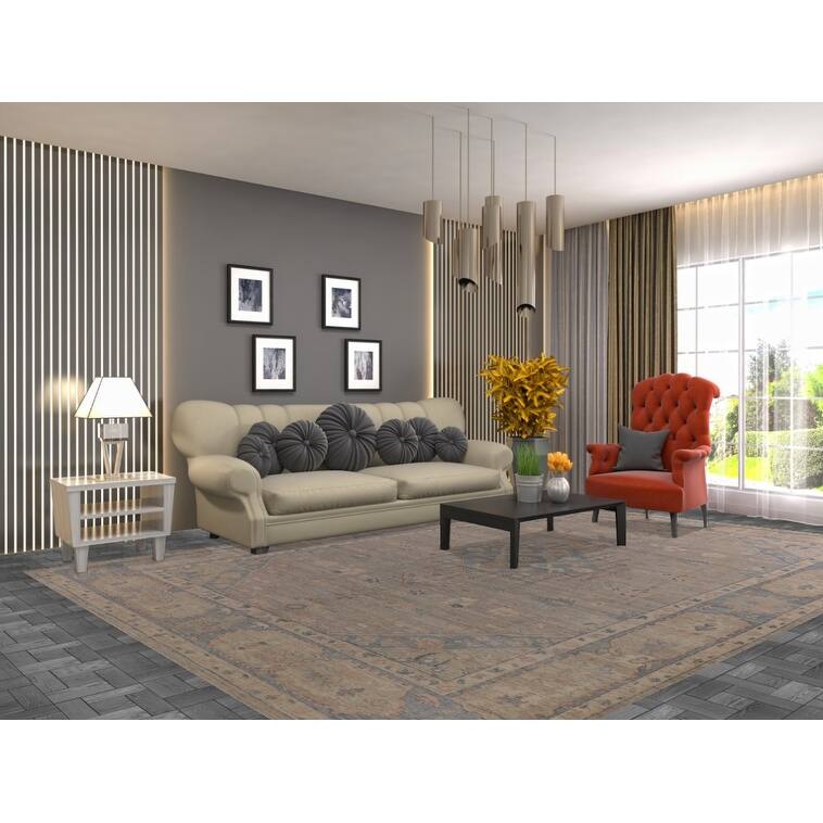 Vegetable Dye Oushak Turkish Rug Handmade Wool Carpet - 8'4" x 11'11"