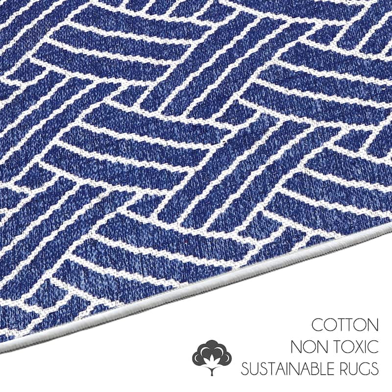 Sussexhome Heavy Duty Ultra Thin Non Slip Washable Cotton Indoor Rug - 2' x 3'
