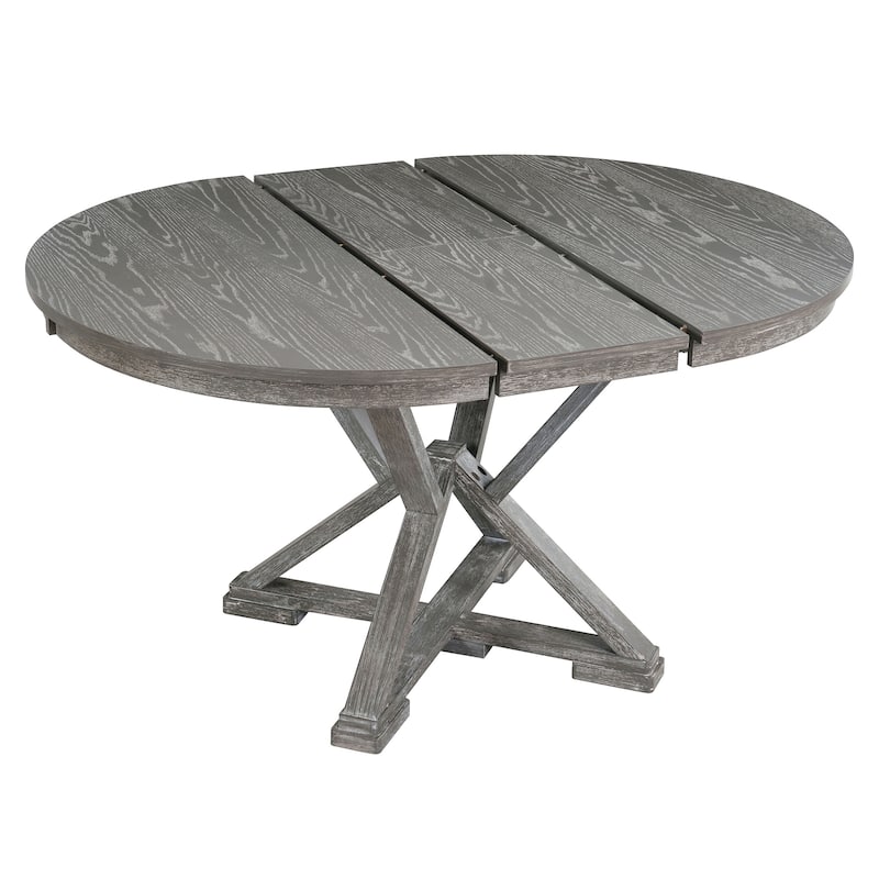 Roomfitters 5-Piece Retro Extendable Round Dining Set with Upholstered Chairs for Kitchen or Dining Room