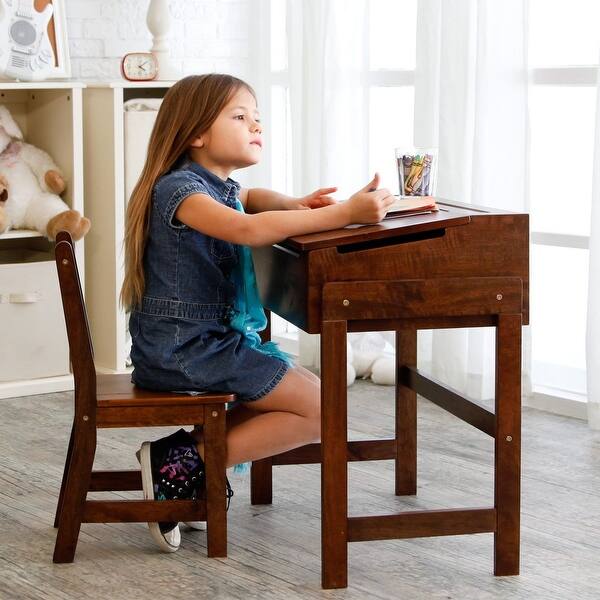 Kids Desk with Chair, Slanted Top, Multiple Finishes Bed Bath