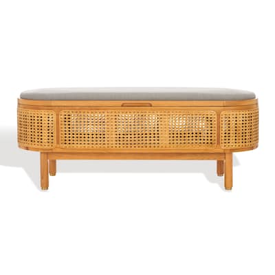 SAFAVIEH Couture Antjelina Grey Cane & Wood Storage Bench - 47" W x 15" D x 19" H - 47Wx15Dx19H