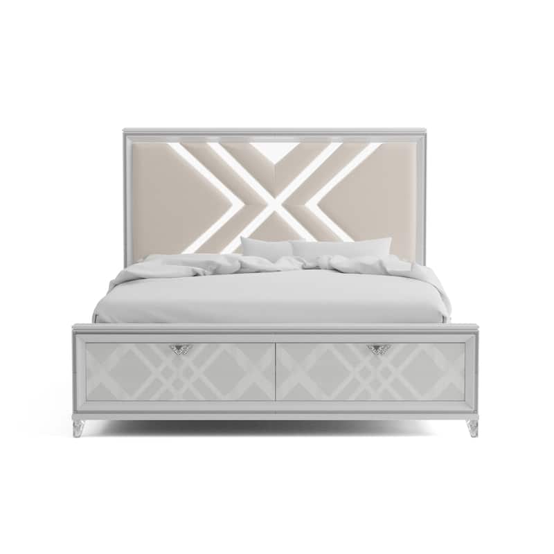 Furniture of America Bel Air Modern LED Headboard 2-Drawer Platform Bed with Storage