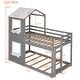 preview thumbnail 7 of 15, Grey Twin over Twin Solid Wood Bunk Bed with Roof, Window, and Guardrail