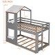 preview thumbnail 7 of 32, Wood Bunk Bed with Roof, Window, Guardrail, Ladder