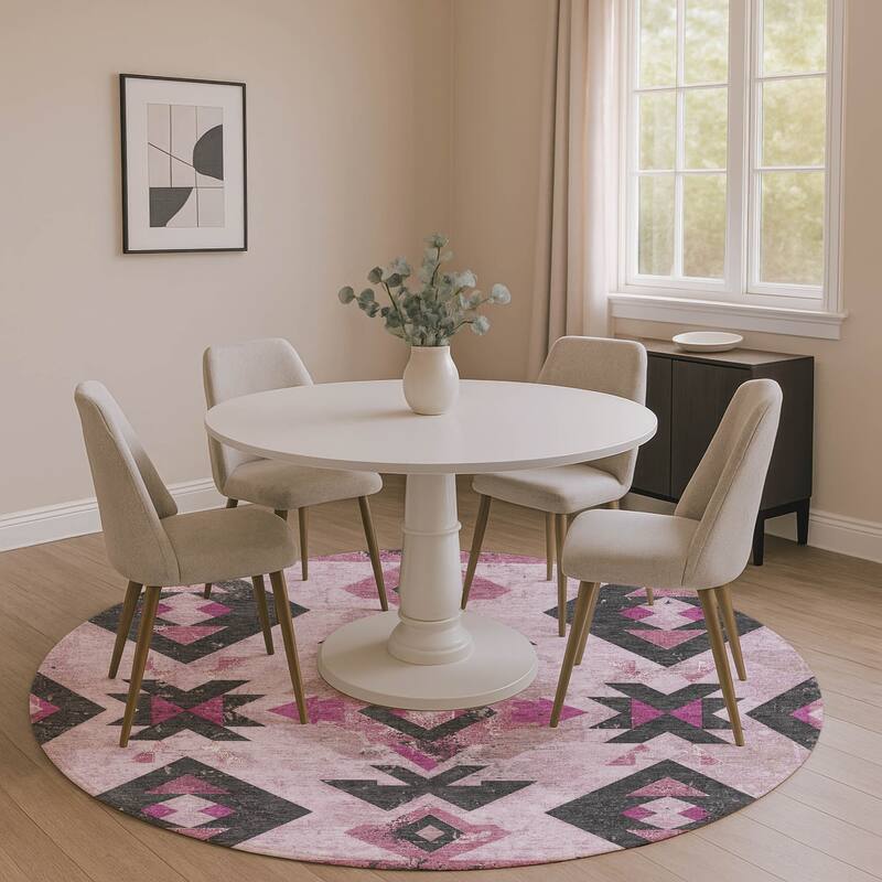 Premium Washable Super Soft Global Impressions Mayfield Rug - Pink - 8' x 8'