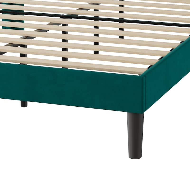 Javlergo Upholstered Bed Frame with Wingback Panel Headboard, No Box Spring Needed