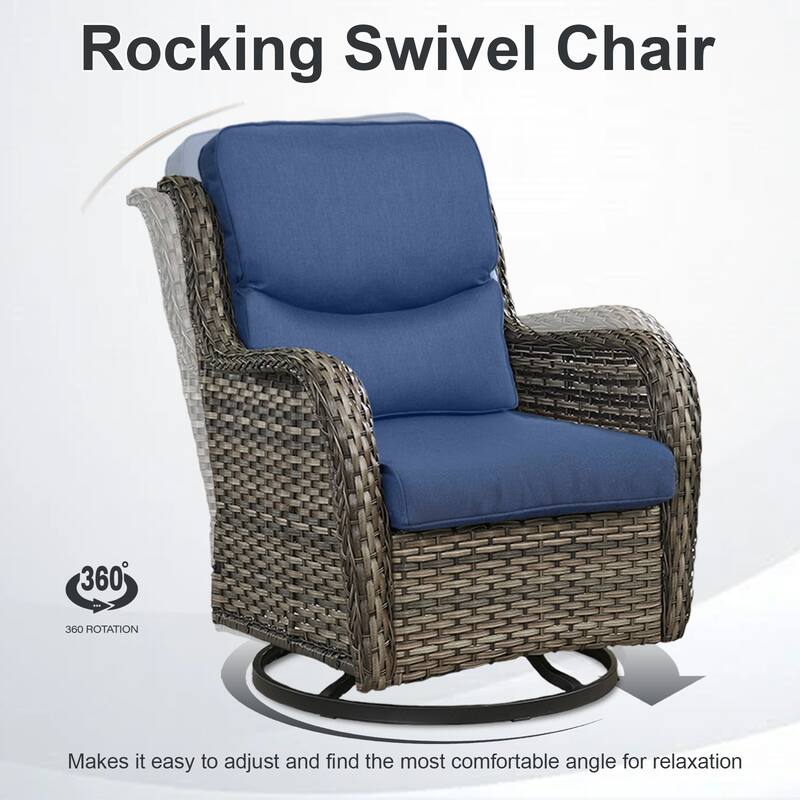 Meyreso 5-Piece Wicker Outdoor Patio Conversation Set with 5-Inch Thick Olefin Cushions