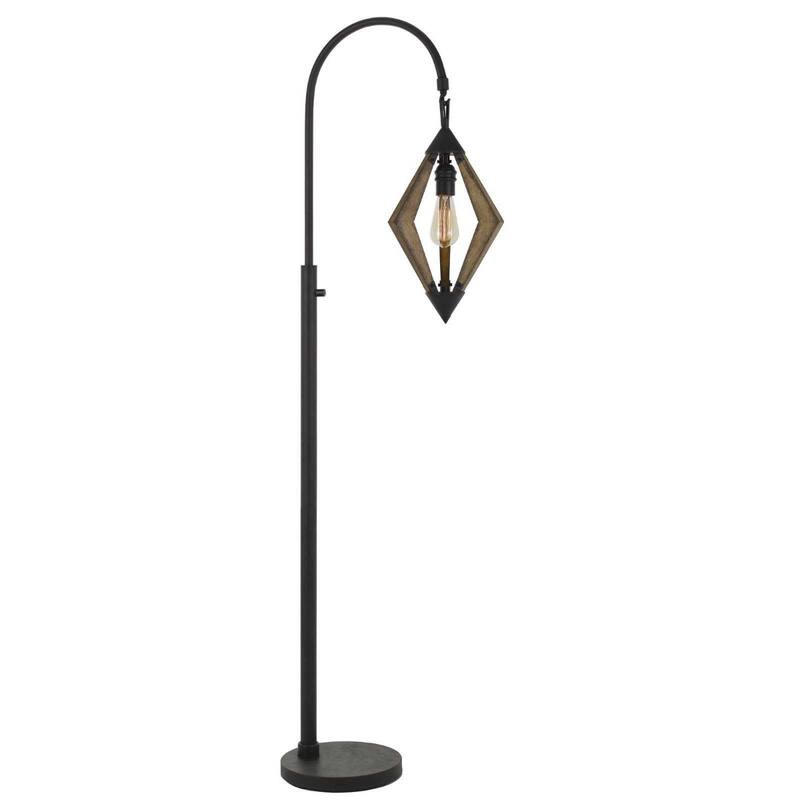 67" Transitional Black Floor Lamp with Metal & Solid Wood Base – E26 Socket, Dimmable, Rotary Switch - 67" x 24.5" x 11"