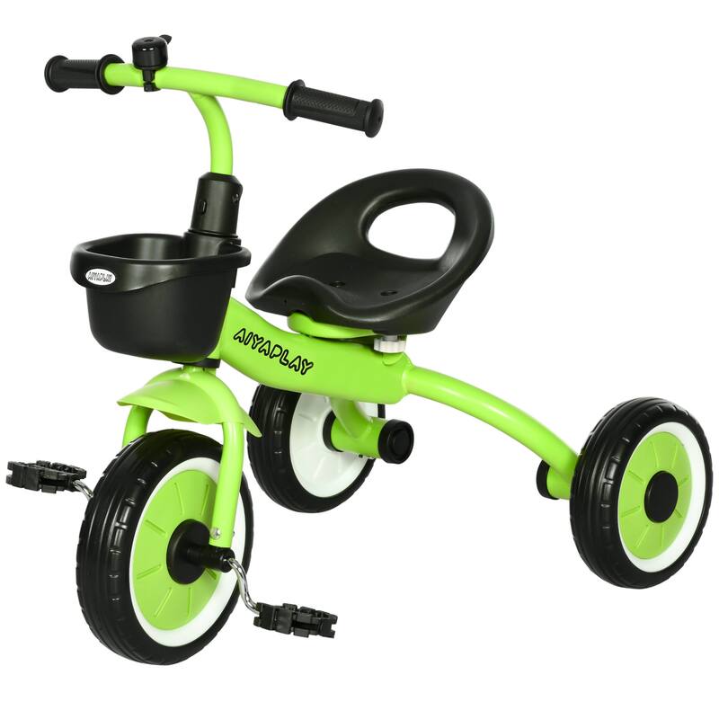 Kids Tricycle for Toddlers Age 2-5 with Adjustable Seat, Toddler Bike for Children with Basket, Bell, Handlebar Grips, Green