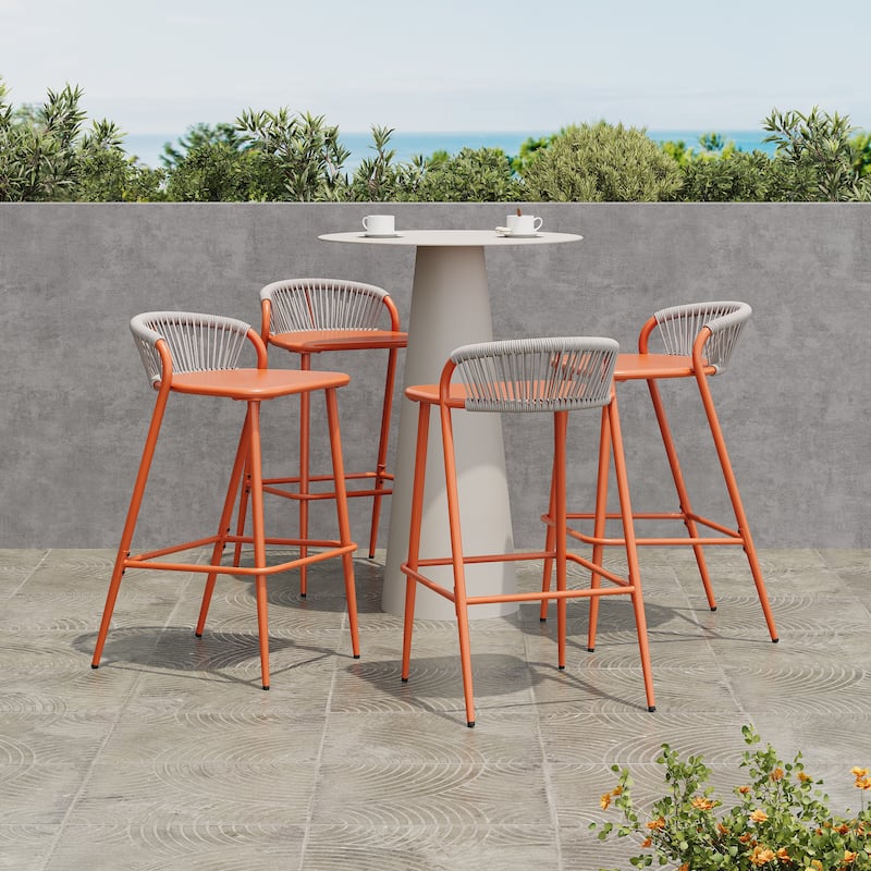 Christopher Knight Home - Samantha Outdoor Aluminum Barstools (Set of 4) - Orange