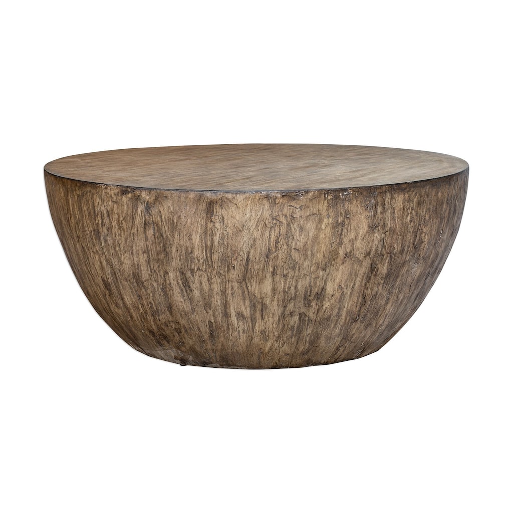 42-Inch Round Mango Wood Veneer Coffee Table