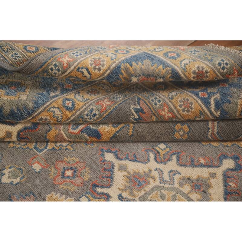 Gray Kazak Area Rug Hand-Knotted Wool Carpet - 6'5" x 9'9"