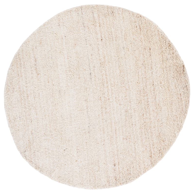 SAFAVIEH Handmade Casablanca Shag Ayoe Wool Rug - Beige/Ivory - 6' Round