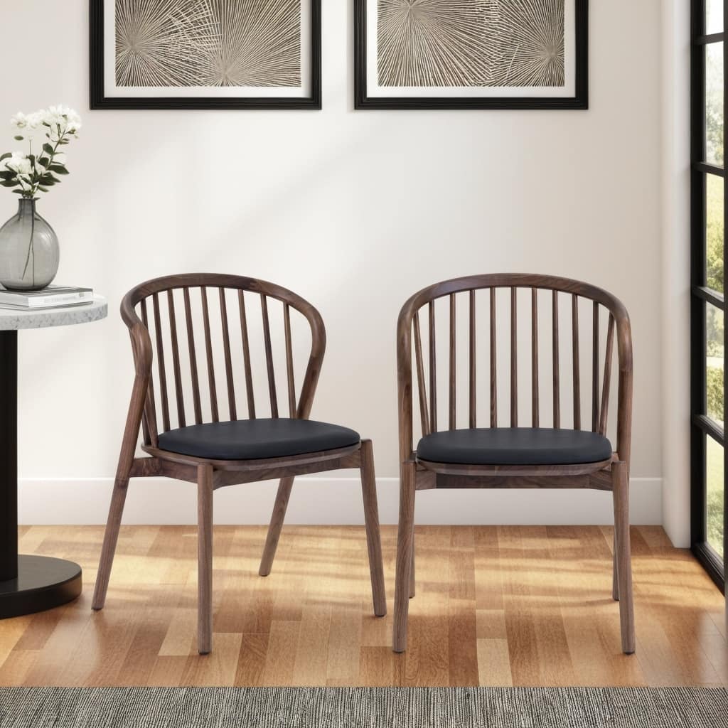 Echo Solid Wood and Faux Leather Dining Chairs - Set of 2