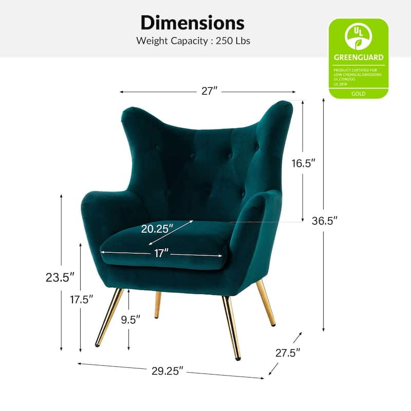 Eusebio Modern Velvet Accent Chair with Tufted Wingback for Living Room Set of 2 by HULALA HOME