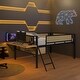 preview thumbnail 9 of 69, Metal Loft Bed with Rectangular Desk, LED lights, Storage Shelves and Hanging Storage Compartments, Safety Guard and Ladder
