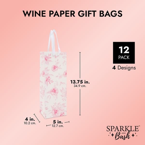 12X Champagne Wine Bottle Gift Bags for Bridal Shower and Weddings, 4