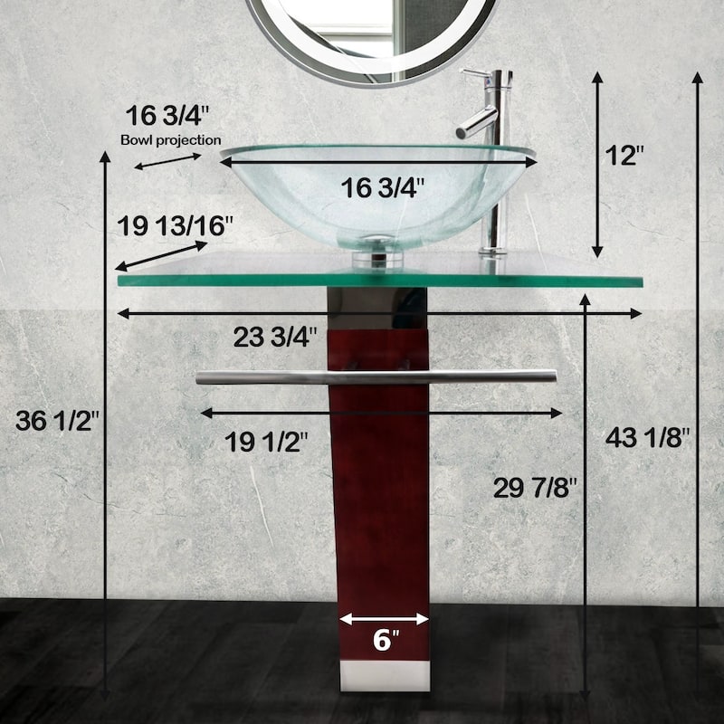 Glass Pedestal Sink Bohemia with Chrome Faucet, Pop Up Drain and Towel Bar Renovators Supply
