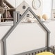 preview thumbnail 5 of 7, Full Size Pine Wood House-Shaped Headboard Floor Bed Frame with Fence & Guardrails for Kids Girls Boys, Grey