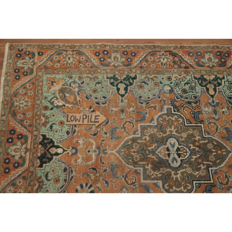 Hand Knotted Oriental 100% Wool Carpet Traditional Floral Oranges & Rust Tabriz Area Rug - 6' 0'' X 4' 6''