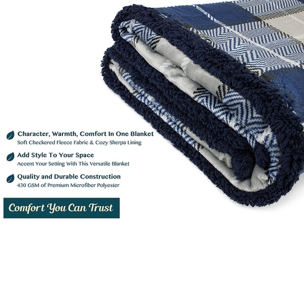 Navy plaid store throw blanket