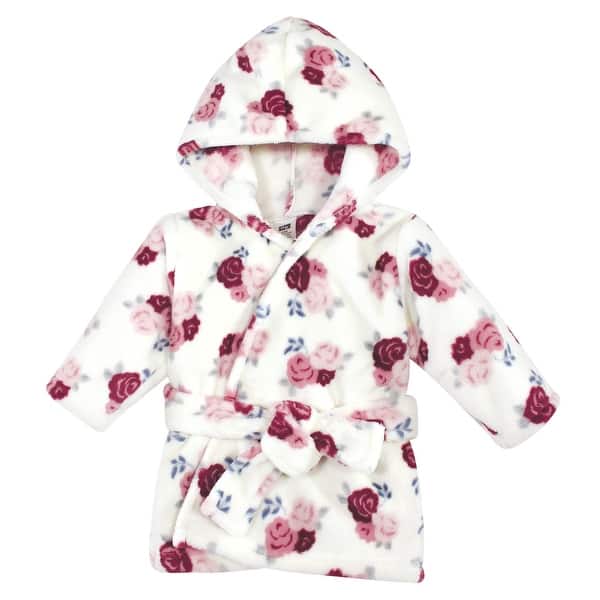 slide 1 of 1, Hudson Baby Infant Girl Plush Animal Face Bathrobe, Floral, 0-9 Months - Floral - 0-9 Months 0-9 Months - Floral