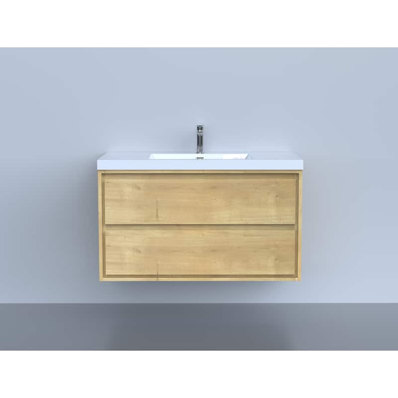 Sage 42" wall mounted bathroom vanity with single basin acrylic top