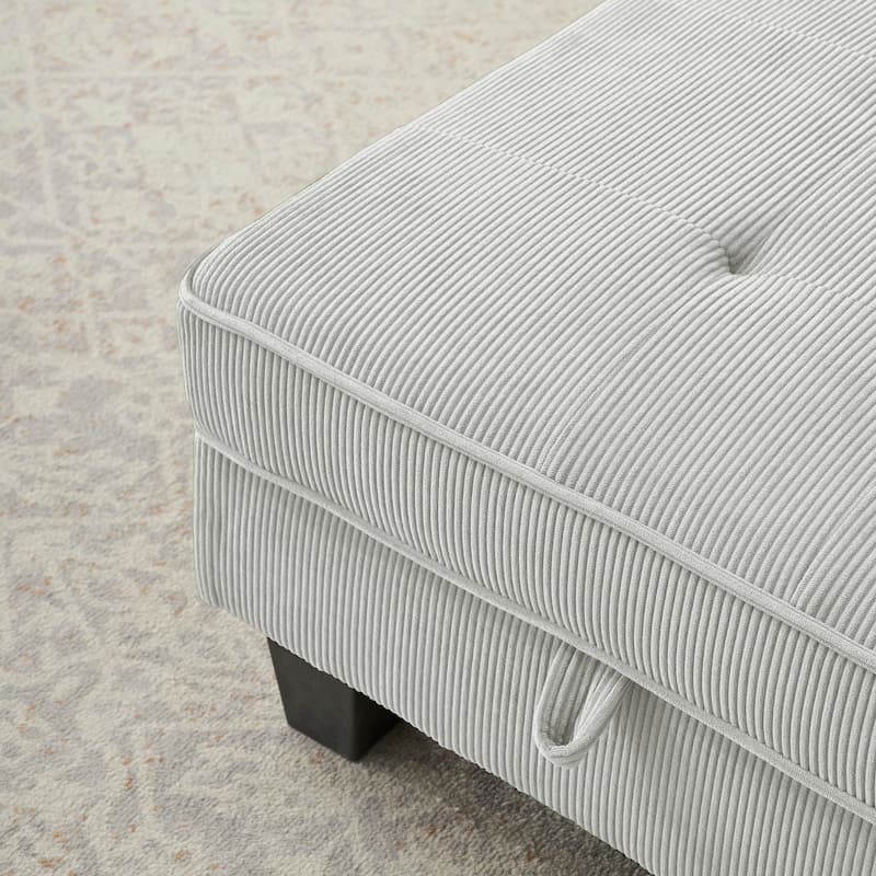 Elegant Corduroy Indoor Recliner Chair Upholstered Lounge Chair Sleeper Sofa Bed Storage Bench with Nailhead Trim