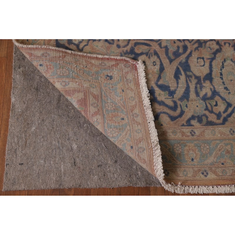 Distressed Kashan Persian Antique Area Rug Handmade Wool Carpet - 9'9" x 13'3"