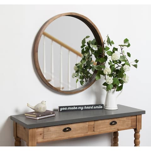 Hutton Round Decorative Wood-framed Wall Mirror