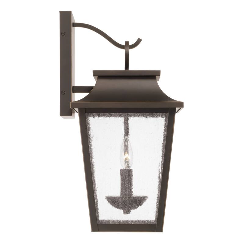 13"W x 24"H 4-Light Outdoor Tapered Wall Lantern in Oiled Bronze with Ripple Glass