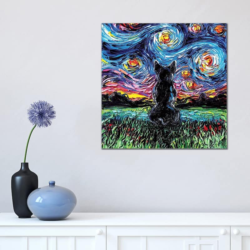 iCanvas "French Bulldog Night" by Aja Trier Canvas Print - 18x18x1.5