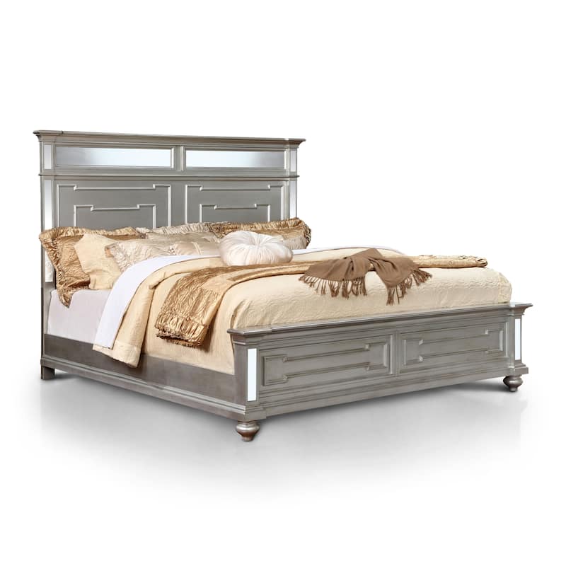 Furniture of America Eaen Modern Silver Solid Wood Panel Bed