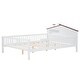 preview thumbnail 4 of 21, Full Size Wood Platform Bed with House-Shaped Headboard, LED Light & Built-In Storage, White, for Kids & Teens