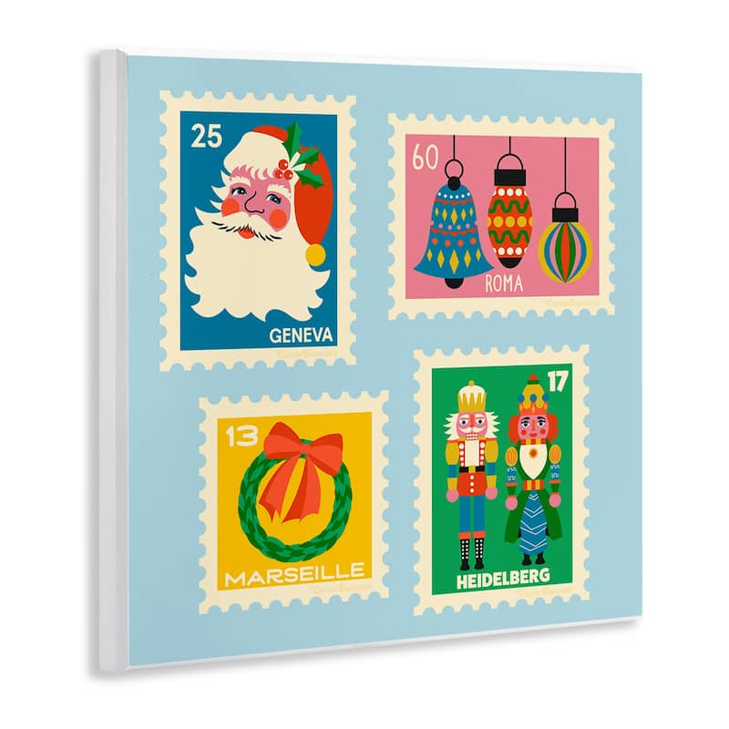 Stupell Vintage Christmas Postage Stamps Wall Plaque Art Design By Carrie Cantwell