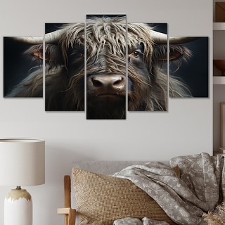 Designart quot Black and White Yaks Portrait I quot Animals Multipanel Canvas