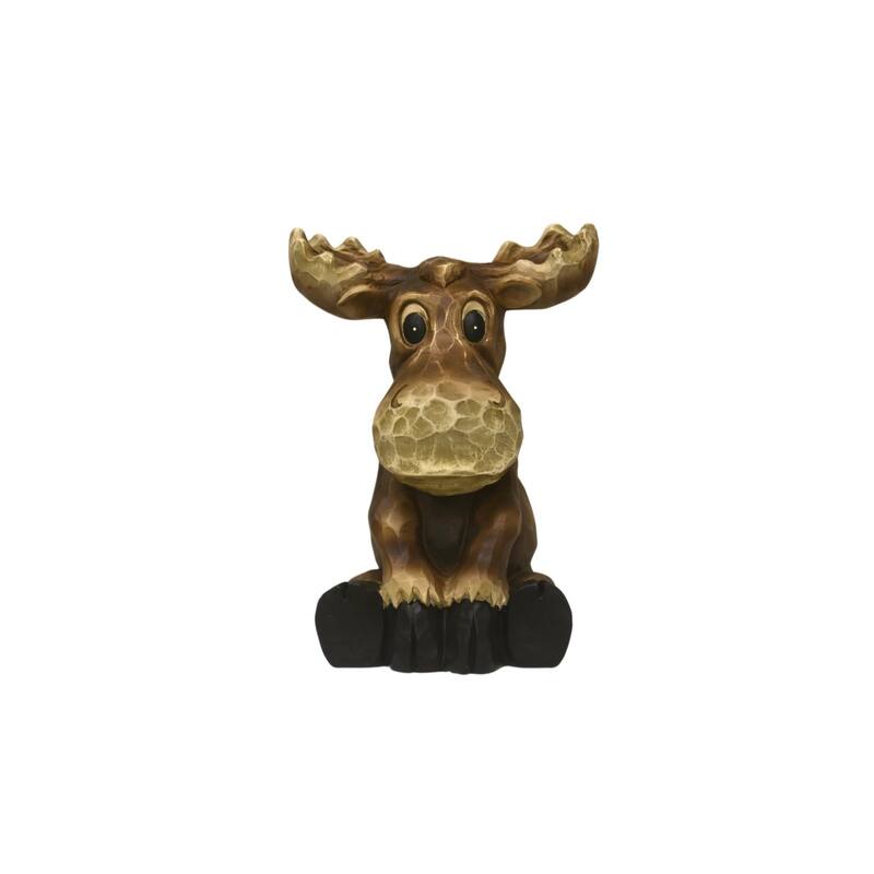 Sitting Moose Outdoor Patio Decoration - 12"