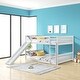 preview thumbnail 9 of 7, Full Over Full Bunk Bed with Slide, Wooden Bunkbeds Frame for Kids