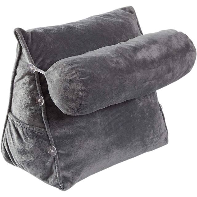 Cheer Collection Wedge Shaped Support Pillow and Bed Rest Cushion for Reading, Gaming, Watching - with Adjustable Neck Pillow