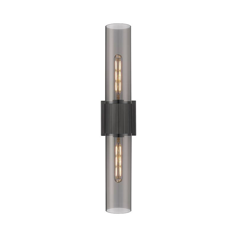 Innovations Lighting Bolivar - 2 Light 12" Wall-Mounted Bath Vanity Light - Matte Black/Light Smoke
