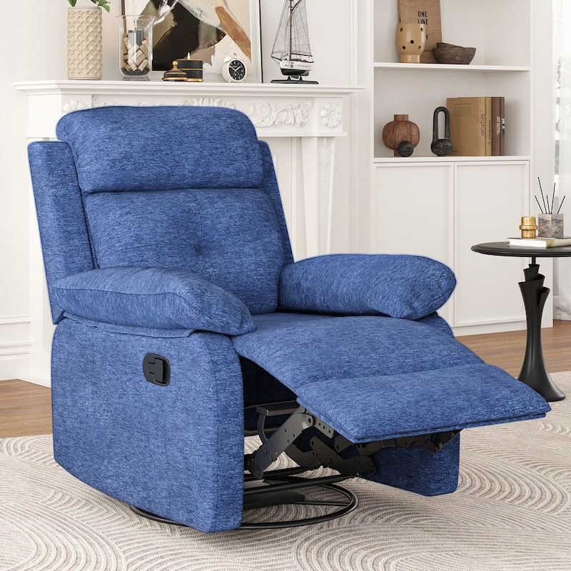 Small Rocker Swivel Recliner Chair for Adults Women for Small Spaces, Bedroom, Living Room - Blue