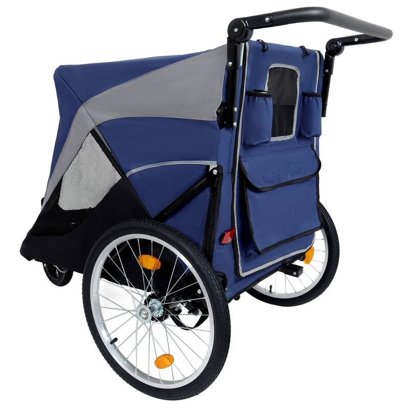 2-In-1 Bike Trailer & Push Cart For Pets-Quick Release Wheel,Pockets And Storage Bag,Holds Pets Up To 88 Lbs