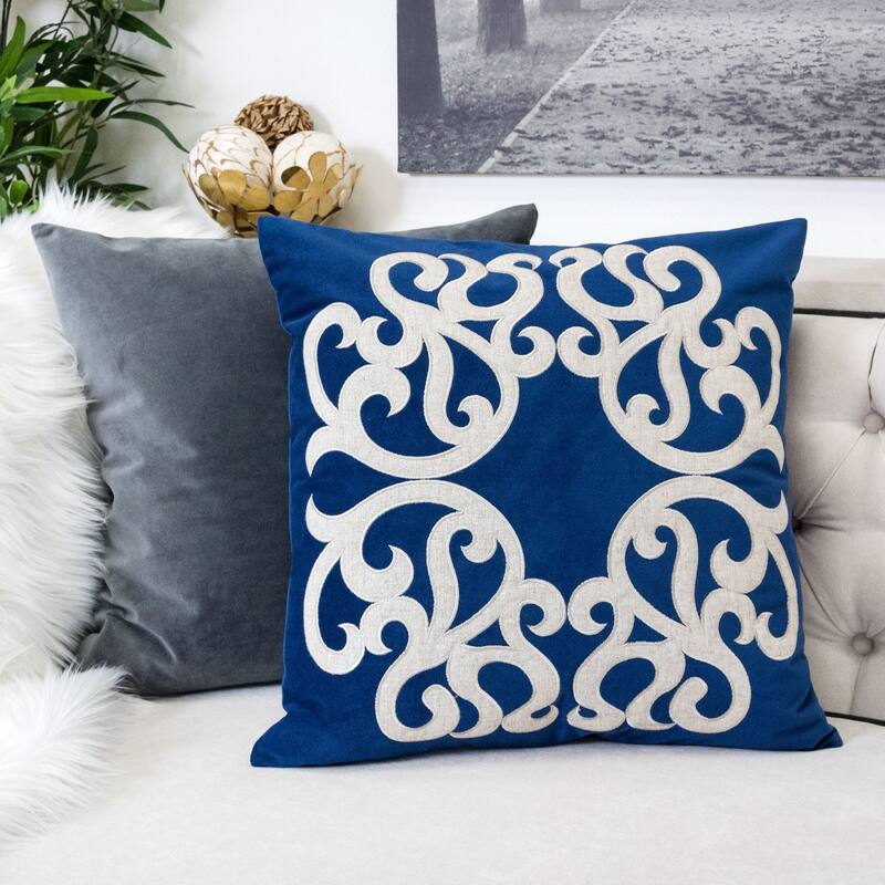 Vintage Vine Pattern Throw Pillow with Velvet Cover 20x20 Inches