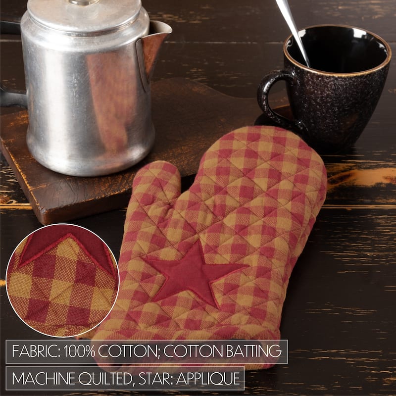 Burgundy Star Oven Mitt - Oven Mitt