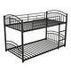 preview thumbnail 8 of 14, Black+Red Twin over Twin Metal Bunk Bed with Slide, Roof, Fence, and Ladder