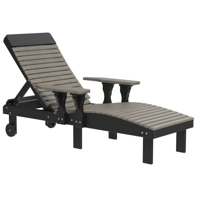 Poly Lumber Lounge Chair - Coastal Gray Woodgrain & Black