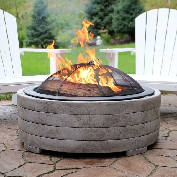 Shop Sunnydaze Large Faux Stone Wood-Burning Fire Pit Ring ...