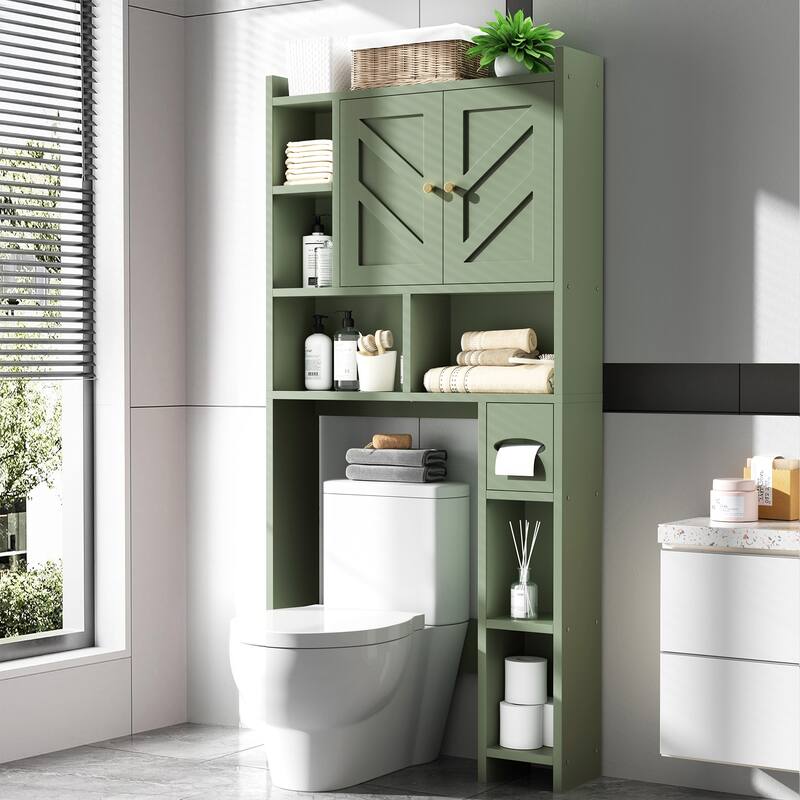 Over-The-Toilet Bathroom Storage Cabinet with Tissue Holder - N/A