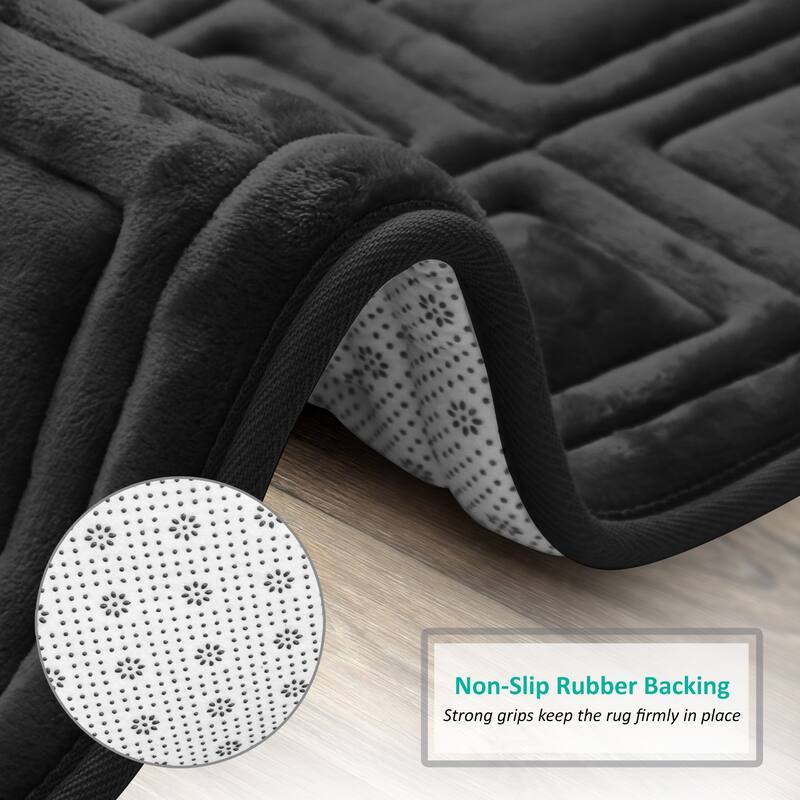 Clara Clark Ultra Soft Non Slip and Absorbent Bath Rug - Waffled Velvet Memory Foam Bath Mat
